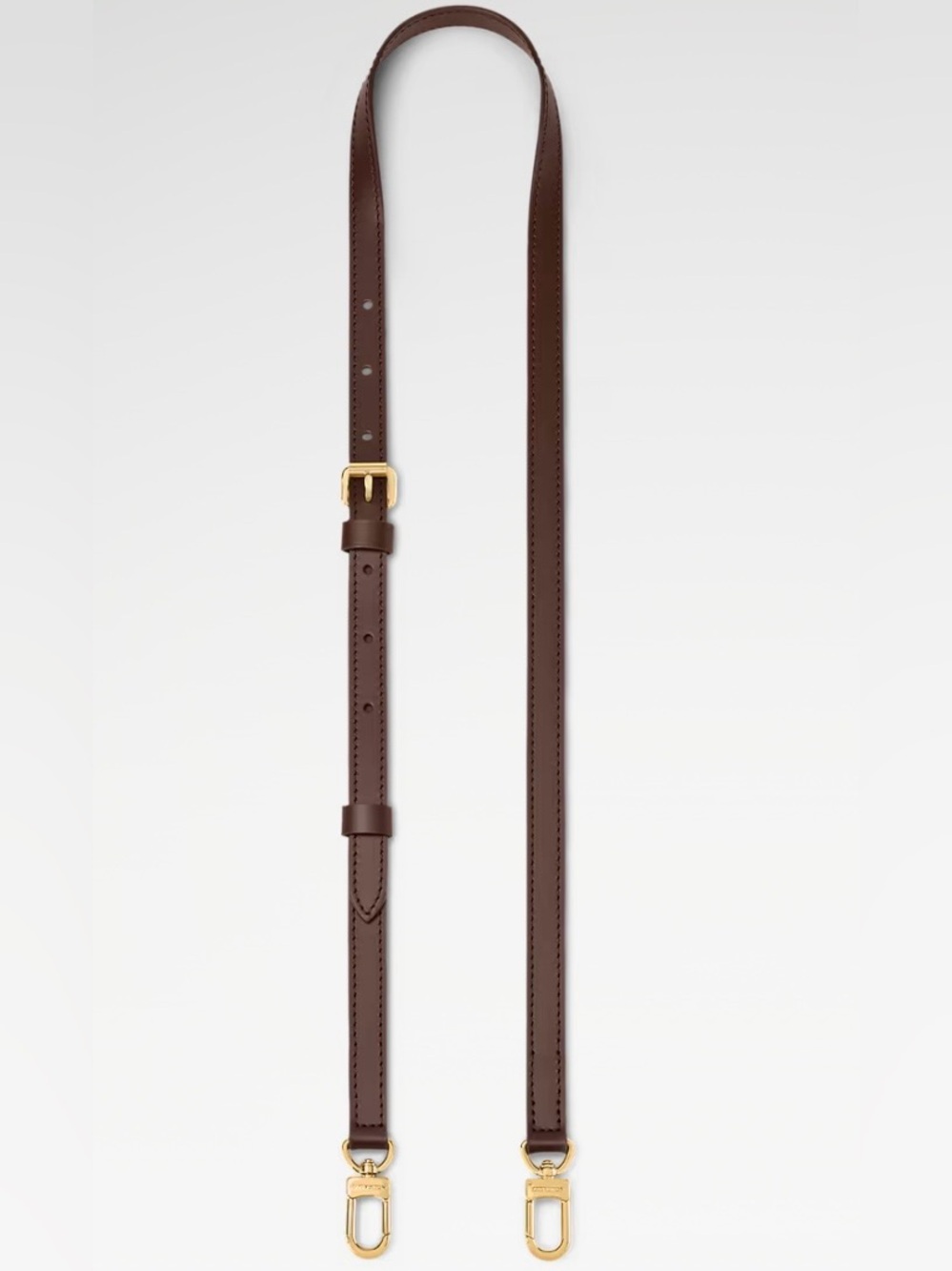 New! Louis Vuitton Dark Brown Leather Adjustable Crossbody Strap w Gold Hardware